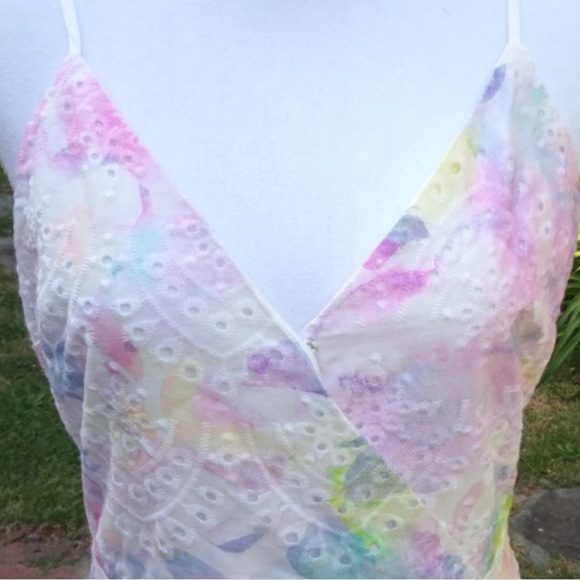 Adyson Parker Cotton Eyelet Embroidered Watercolor Maxi Dress size Large - Picture 2 of 12